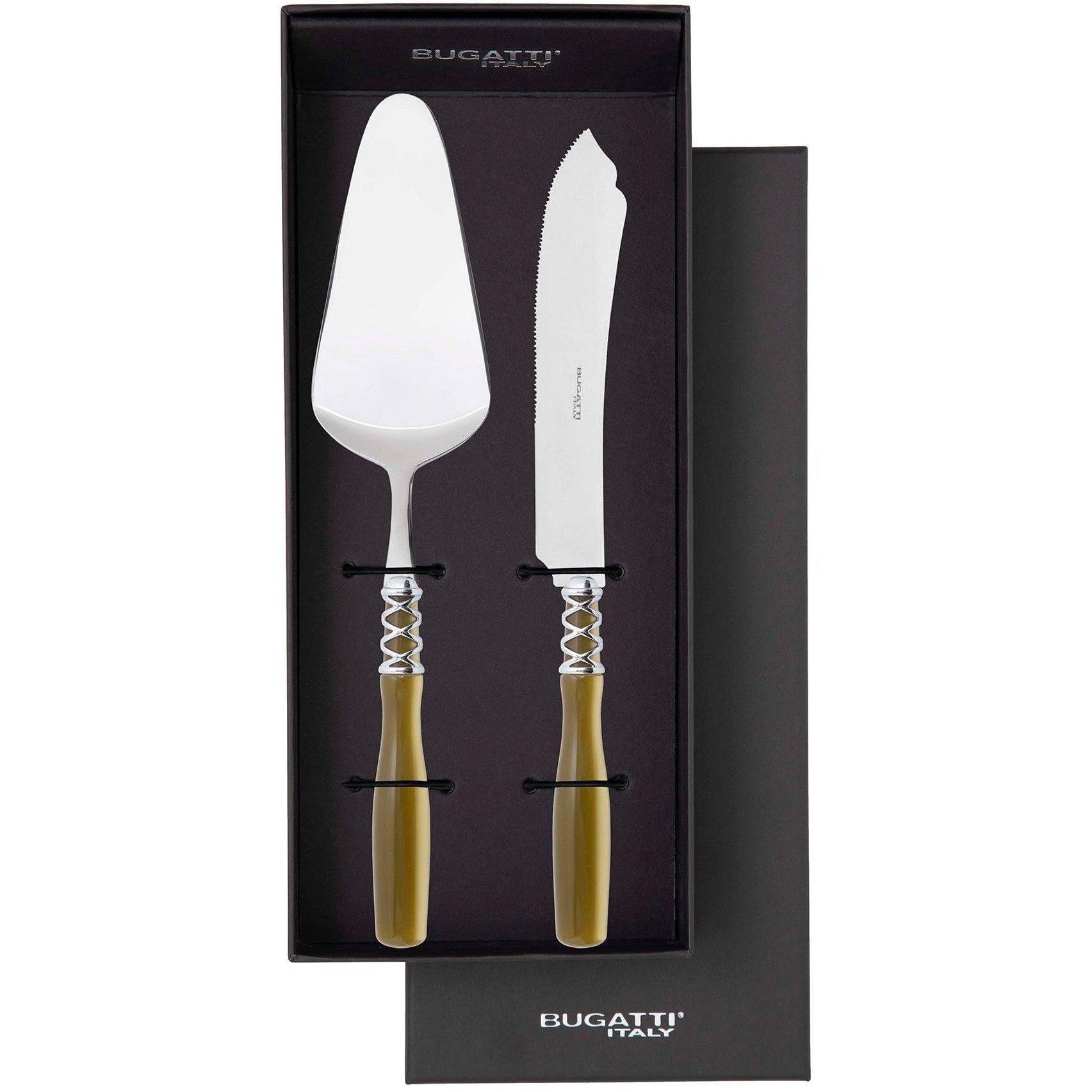 Arianna Brilliant 2 Piece Cake Serving set - Chartreuse Green