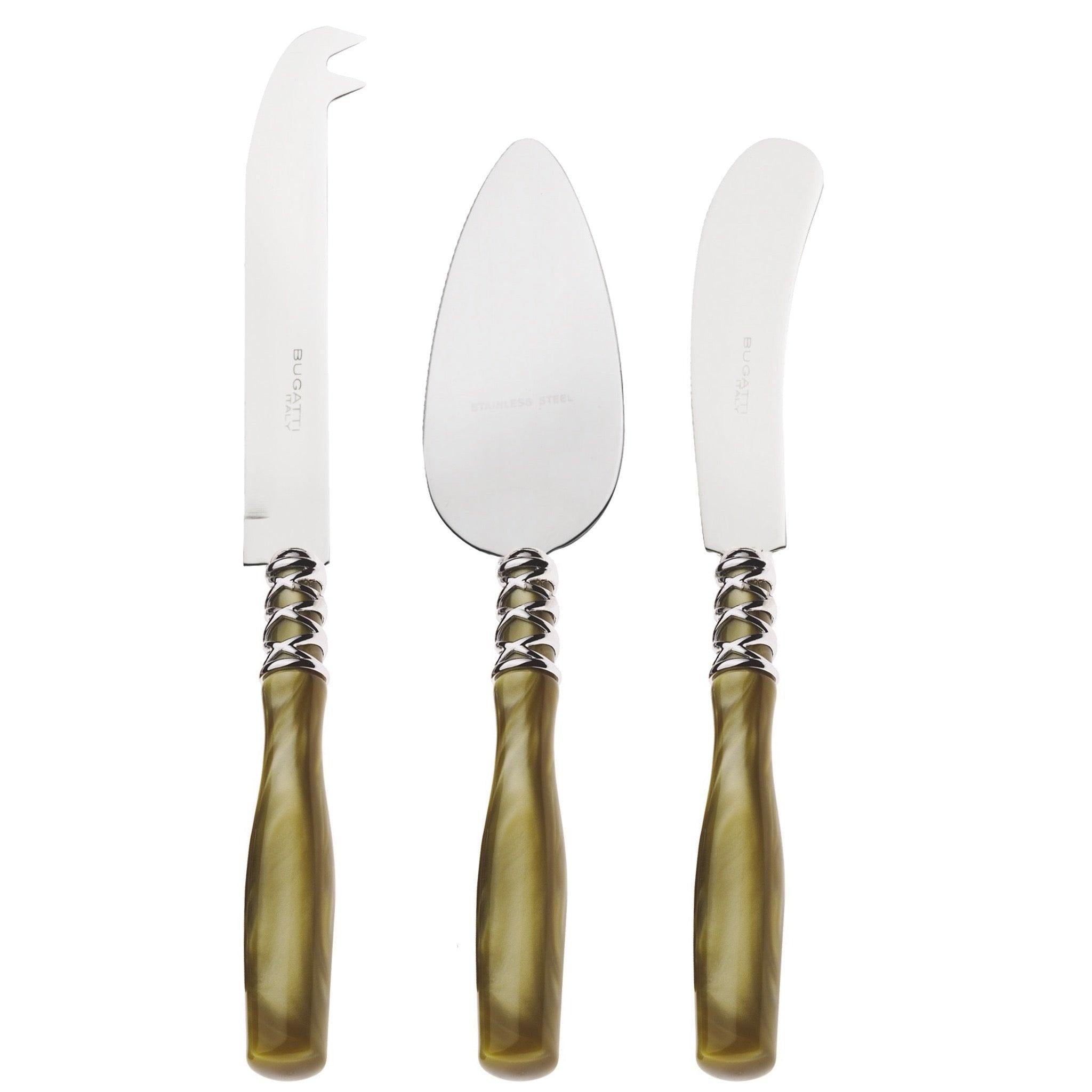 Arianna Brilliant 3 Piece Cheese Knife Set - Chartreuse Green