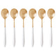Ares Gold Asian Rice Spoon Set - White