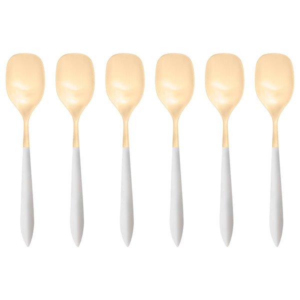 Ares Gold Ice Cream Spoon Set - White