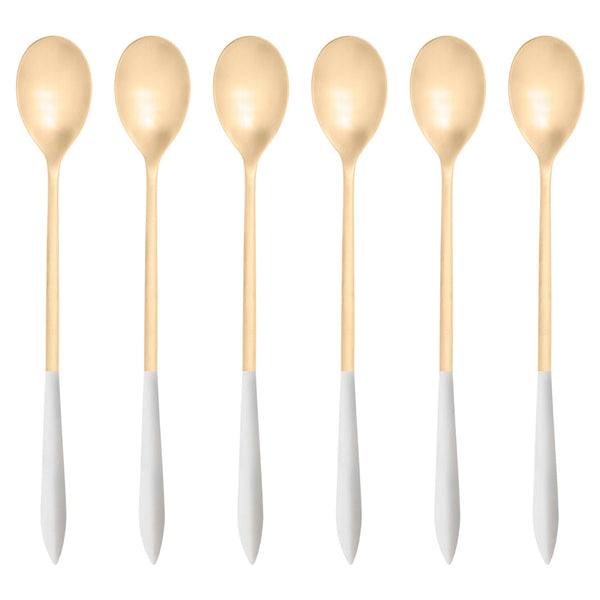 Ares Gold Ice Tea Spoon Set - White-Casa Bugatti USA