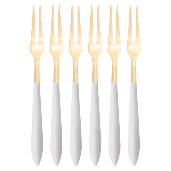Ares Gold Escargot Fork Set - White