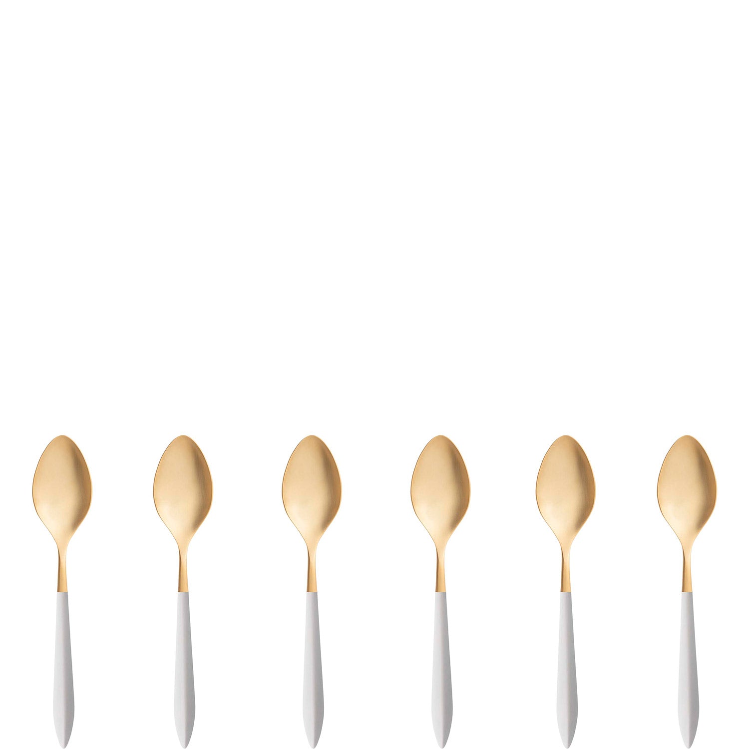 Ares Gold Moka Spoon Set - White