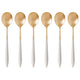 Ares Gold Asian Rice Spoon Set - Ivory