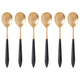 Ares Gold Asian Rice Spoon Set - Black