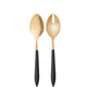 Ares Gold 2 Piece Salad Serving Set - Black