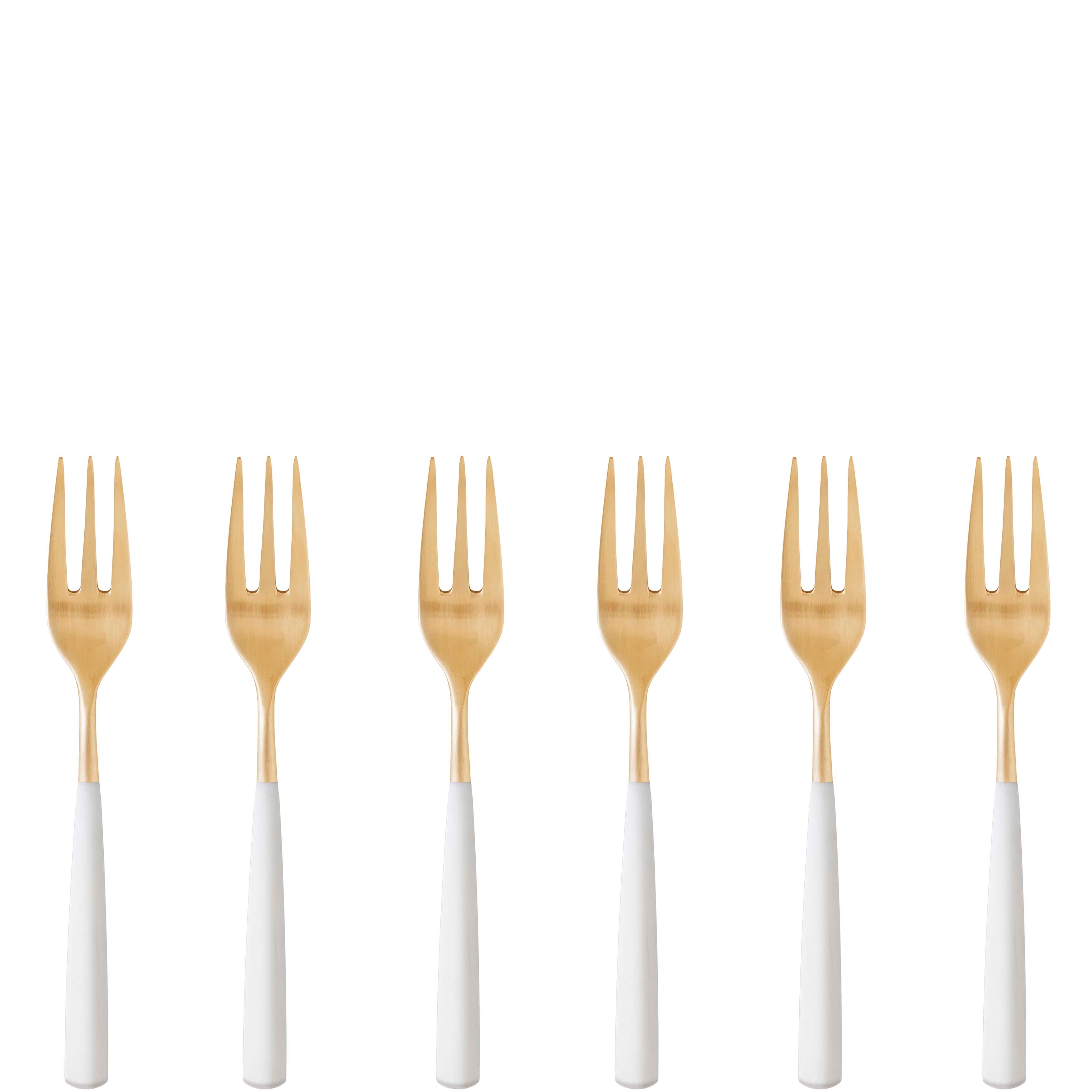 Athena Gold Cocktail Fork Set - Ivory Matte