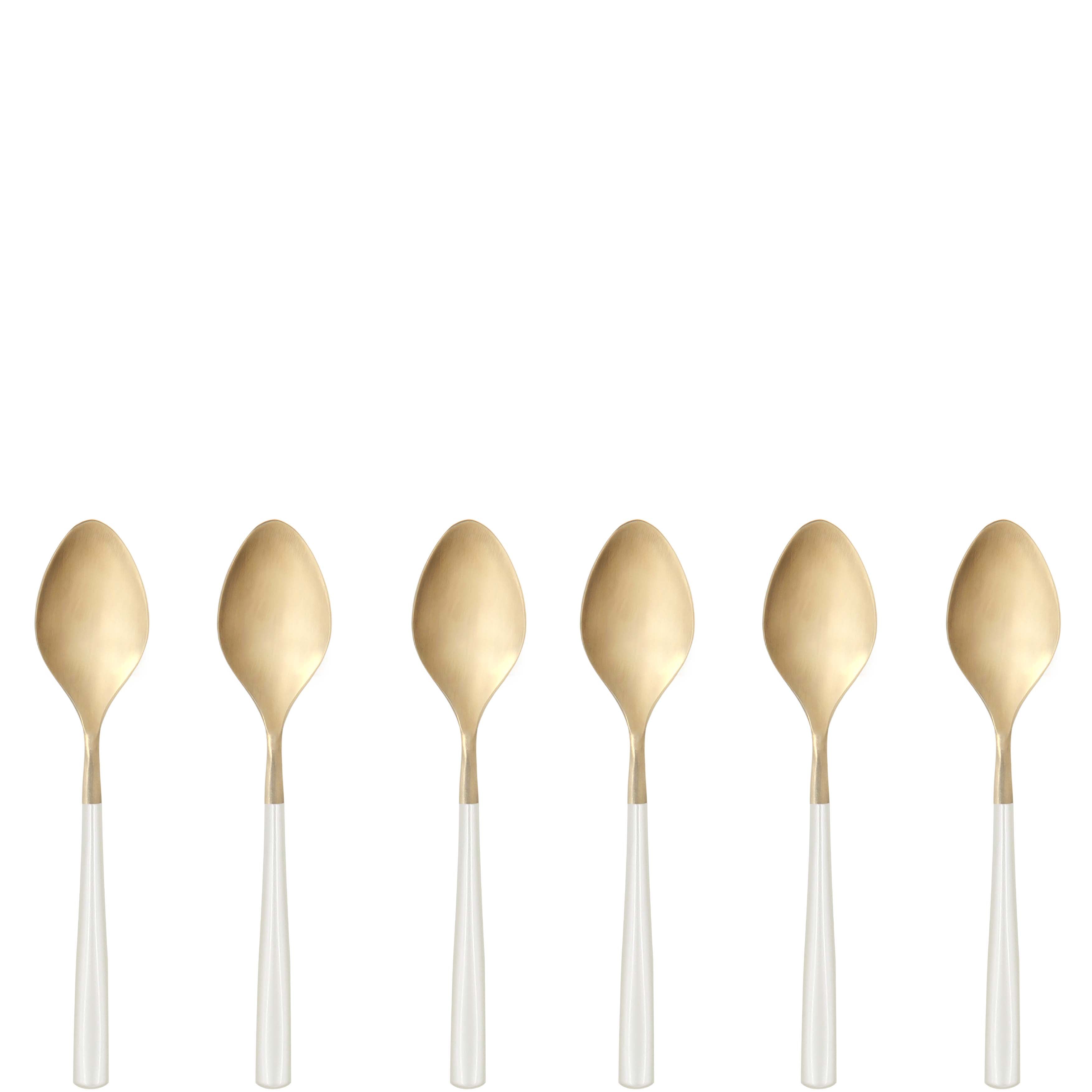 Athena Gold Coffee Spoon Set - Ivory Pearl