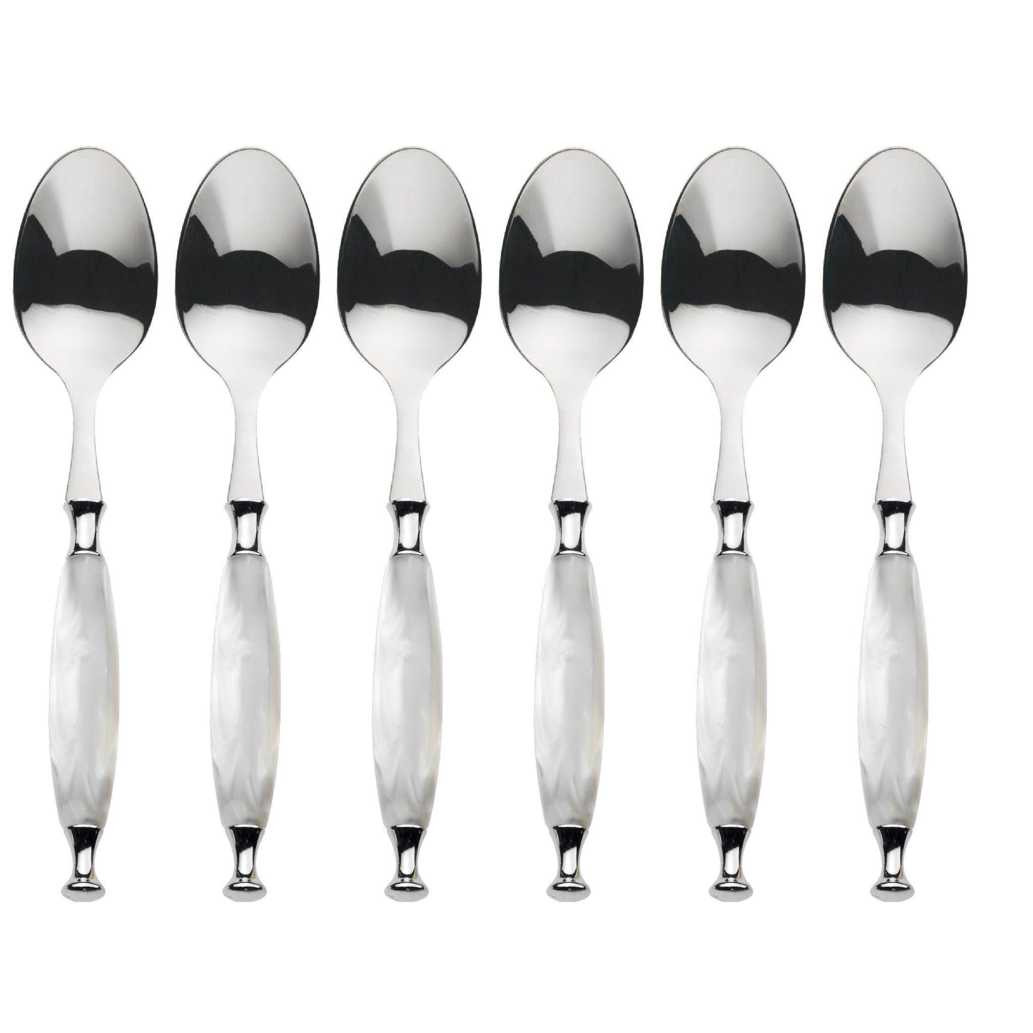Country 6 Piece Coffee Spoon Set in gift box - White