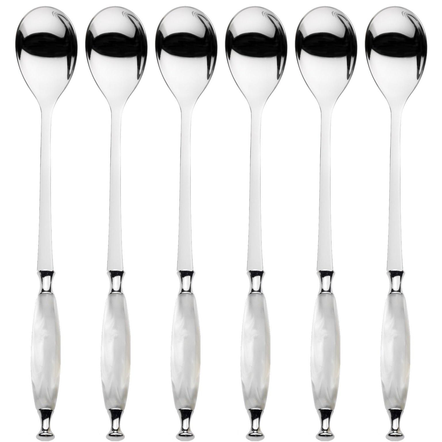 Country Ice Tea / Cocktail Spoon Set - White-Casa Bugatti USA