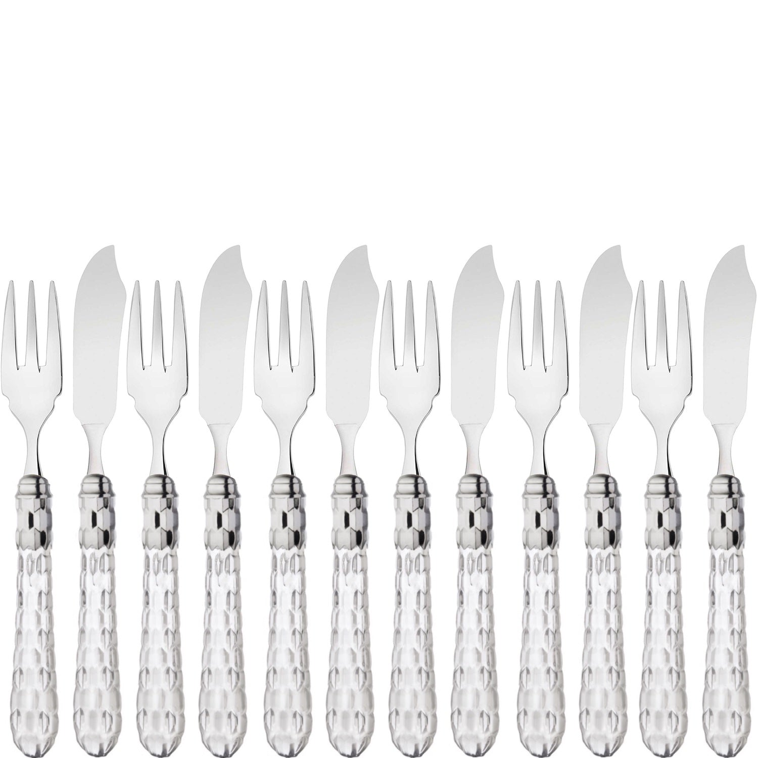 Cristallo Brilliant 12 Piece Fish Set - Crystal Clear