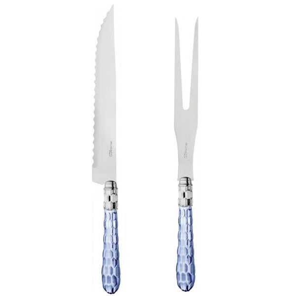 Cristallo Brilliant Roast Carving Set - Blue Clear
