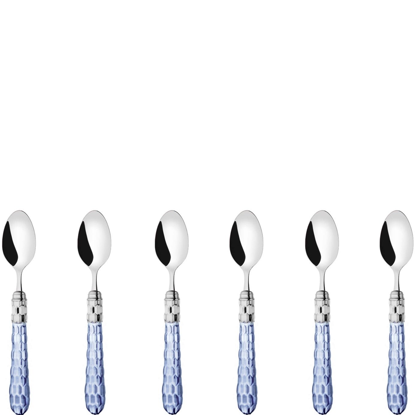 Cristallo Brilliant 6 Piece Moka Spoon Set in gift box Blue Clear