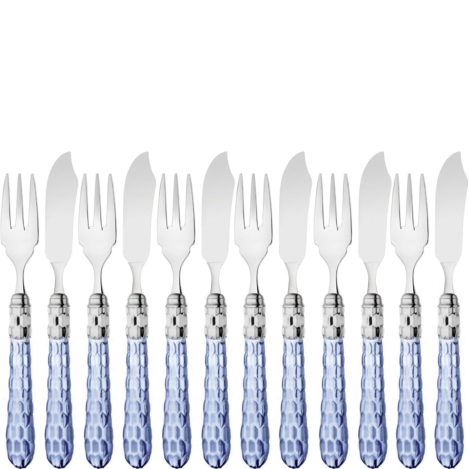 Cristallo Brilliant 12 Piece Fish Set - Blue Clear