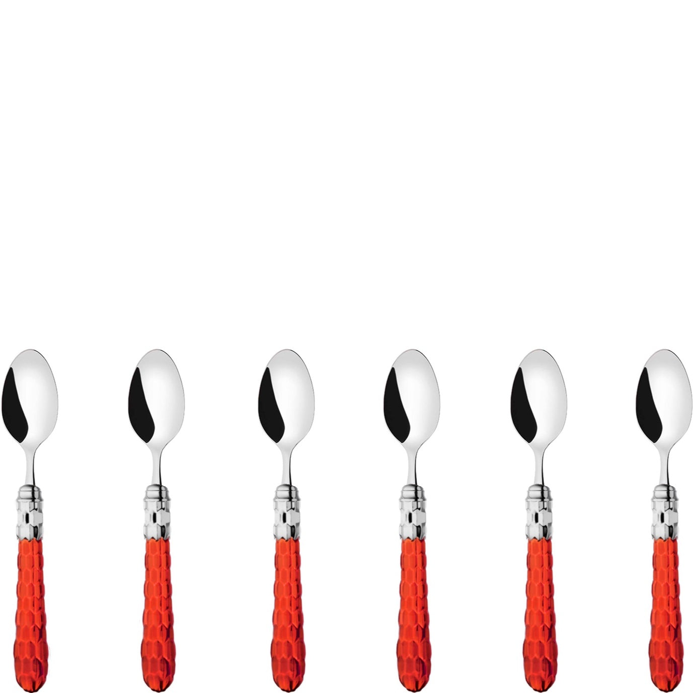 Cristallo Brilliant 6 Piece Moka Spoon Set in gift box Red Clear