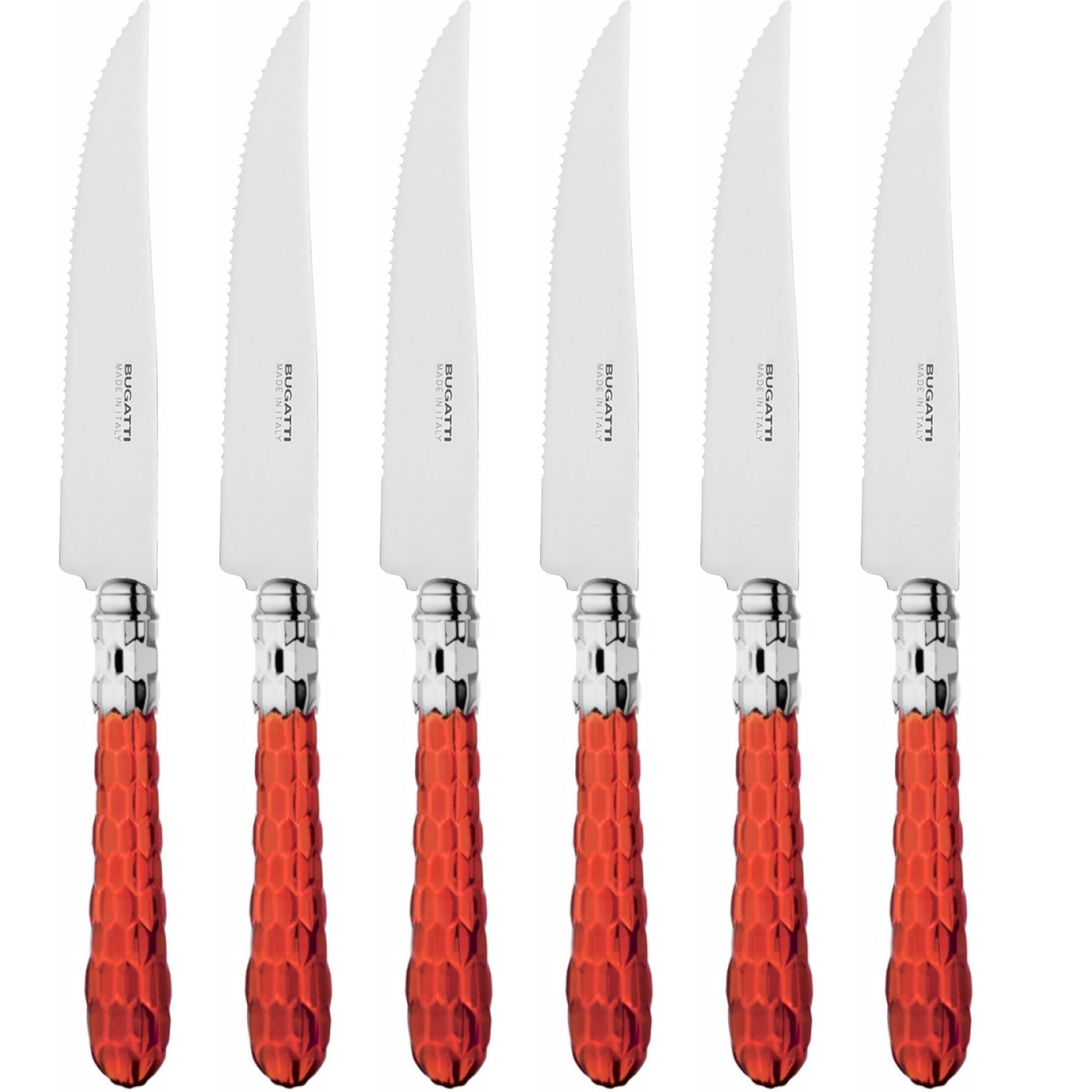 Cristallo Brilliant 6 Piece Steak knife Set - Red Clear