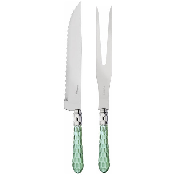 Cristallo Brilliant Roast Carving Set - Green Clear