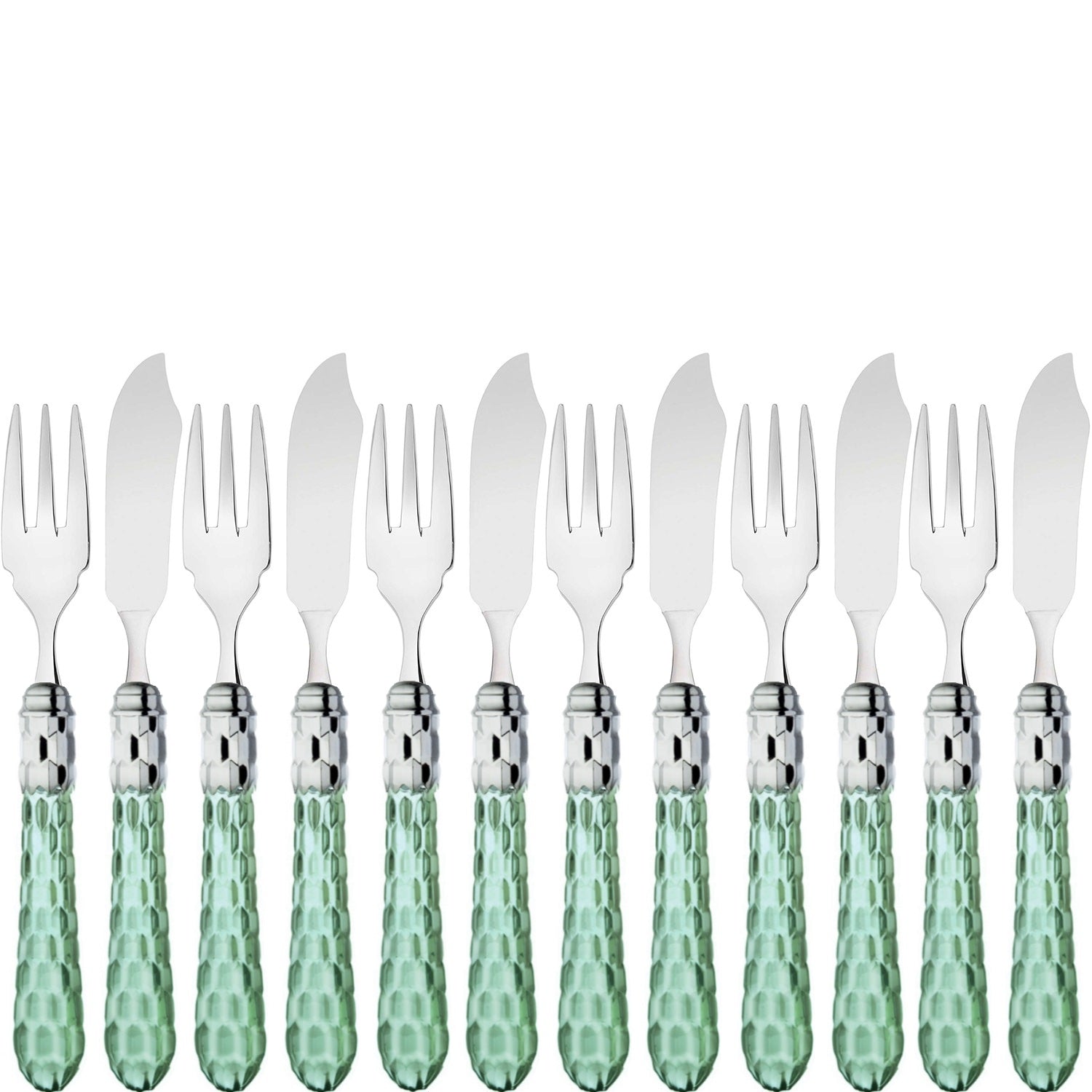 Cristallo Brilliant 12 Piece Fish Set - Green Clear