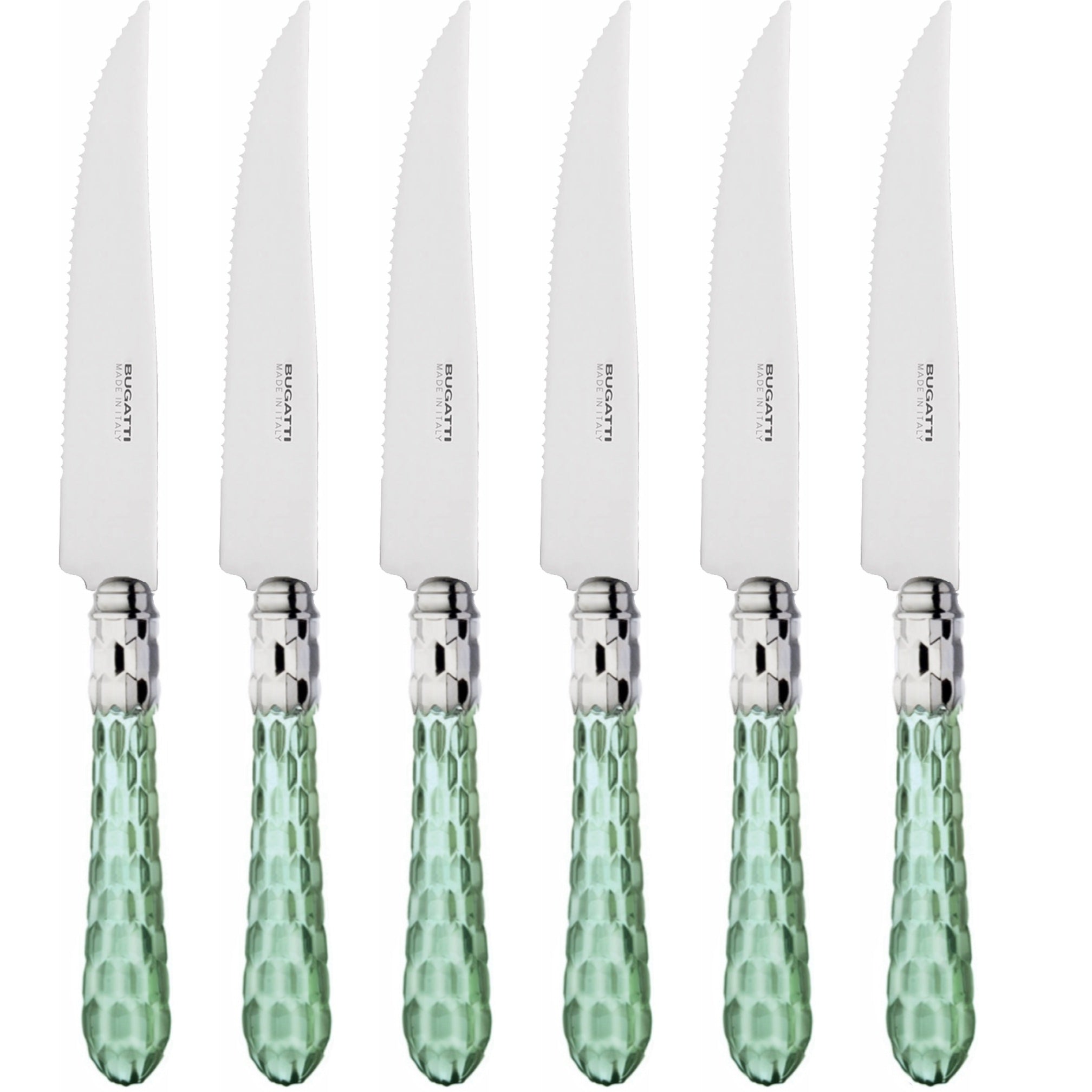 Cristallo Brilliant 6 Piece Steak knife Set - Green Clear