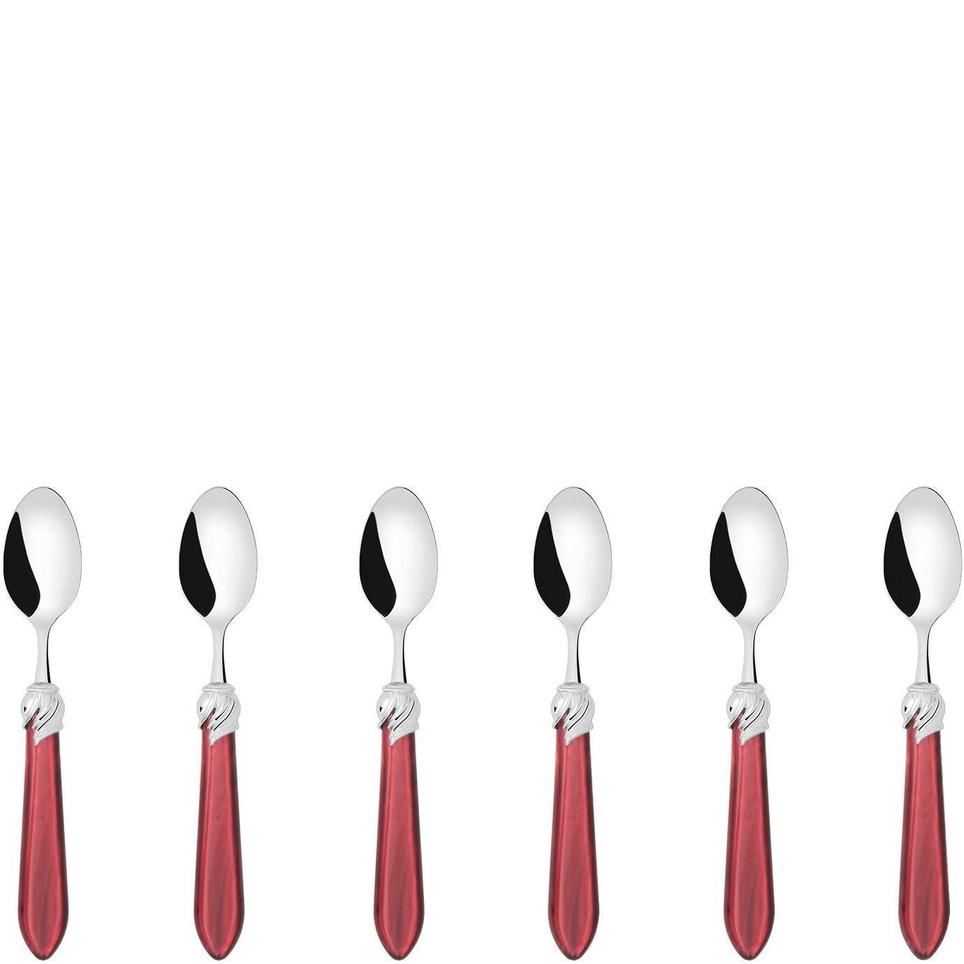Falabella Brilliant 6 Piece Moka Spoon Set in gift box burgundy