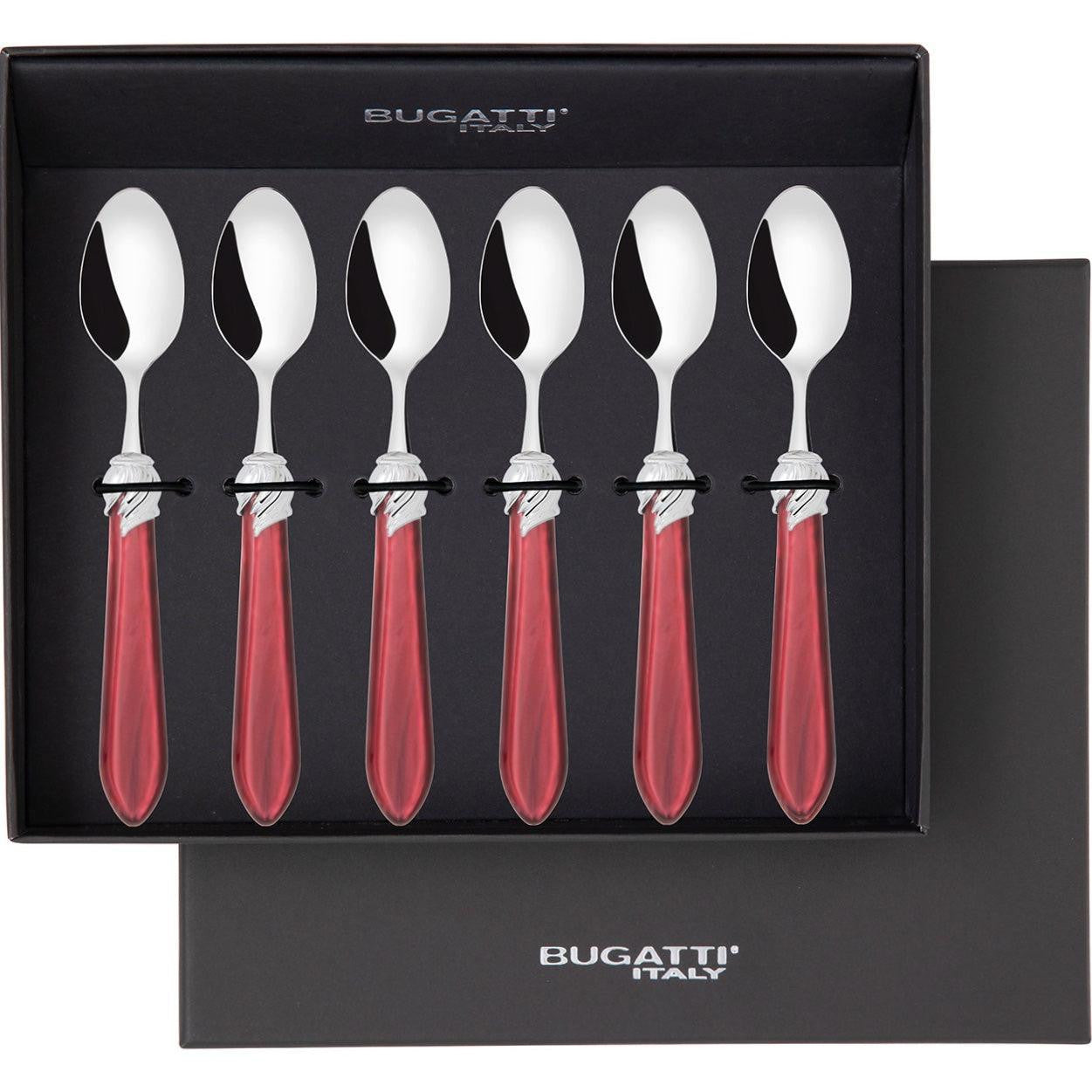 Falabella Brilliant 6 Piece Moka Spoon Set in gift box burgundy