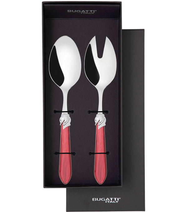 Falabella Brilliant 2 Piece Salad Servers - Burgundy