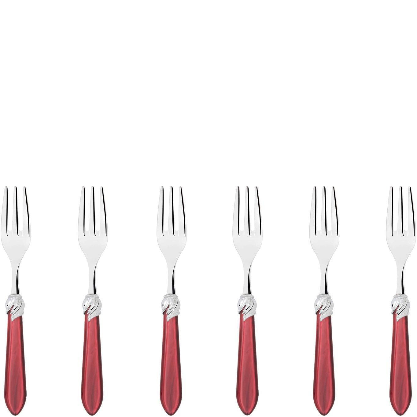 Falabella Brilliant Cocktail / Cake Fork Set in gift box - burgundy