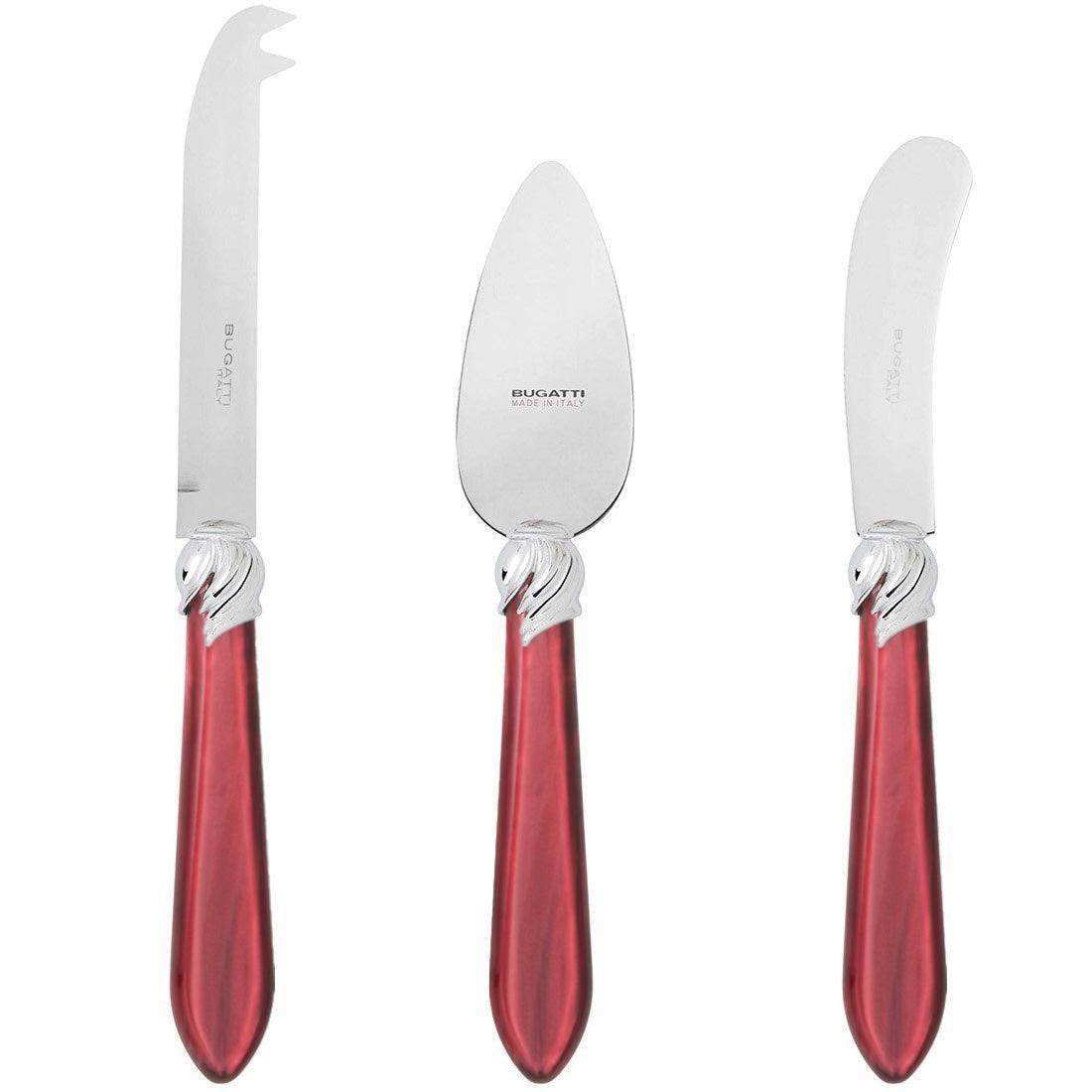 Falabella Brilliant 3 Piece Cheese Knife Set - burgundy