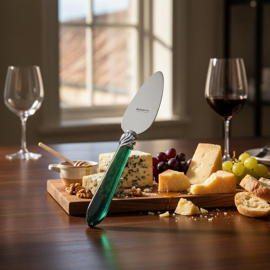 Falabella Brilliant Parmesan Cheese Knife - Emerald Green-Casa Bugatti USA