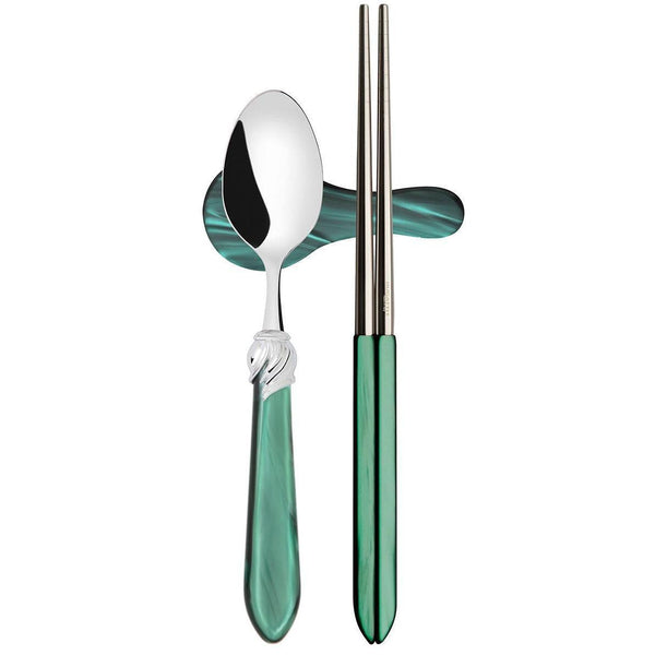 Falabella Brilliant Chopticks set for 1 in gift box - Emerald Green