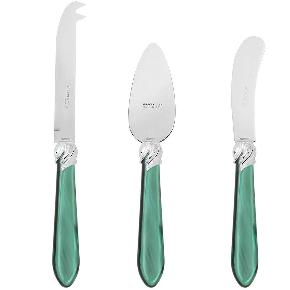 Falabella Brilliant 3 Piece Cheese Knife Set - green