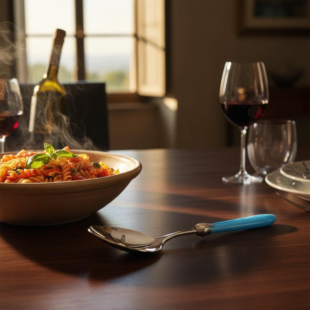 Falabella Brilliant Slotted Serving Spoon - Sky Blue-Casa Bugatti USA
