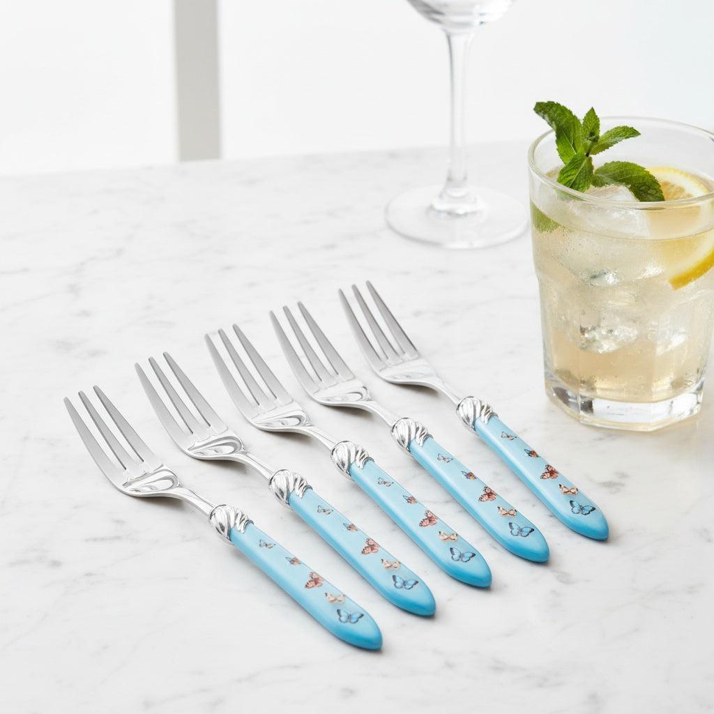 Falabella Butterflies Cake Cocktail Forks Set - Sky Blue-Casa Bugatti USA