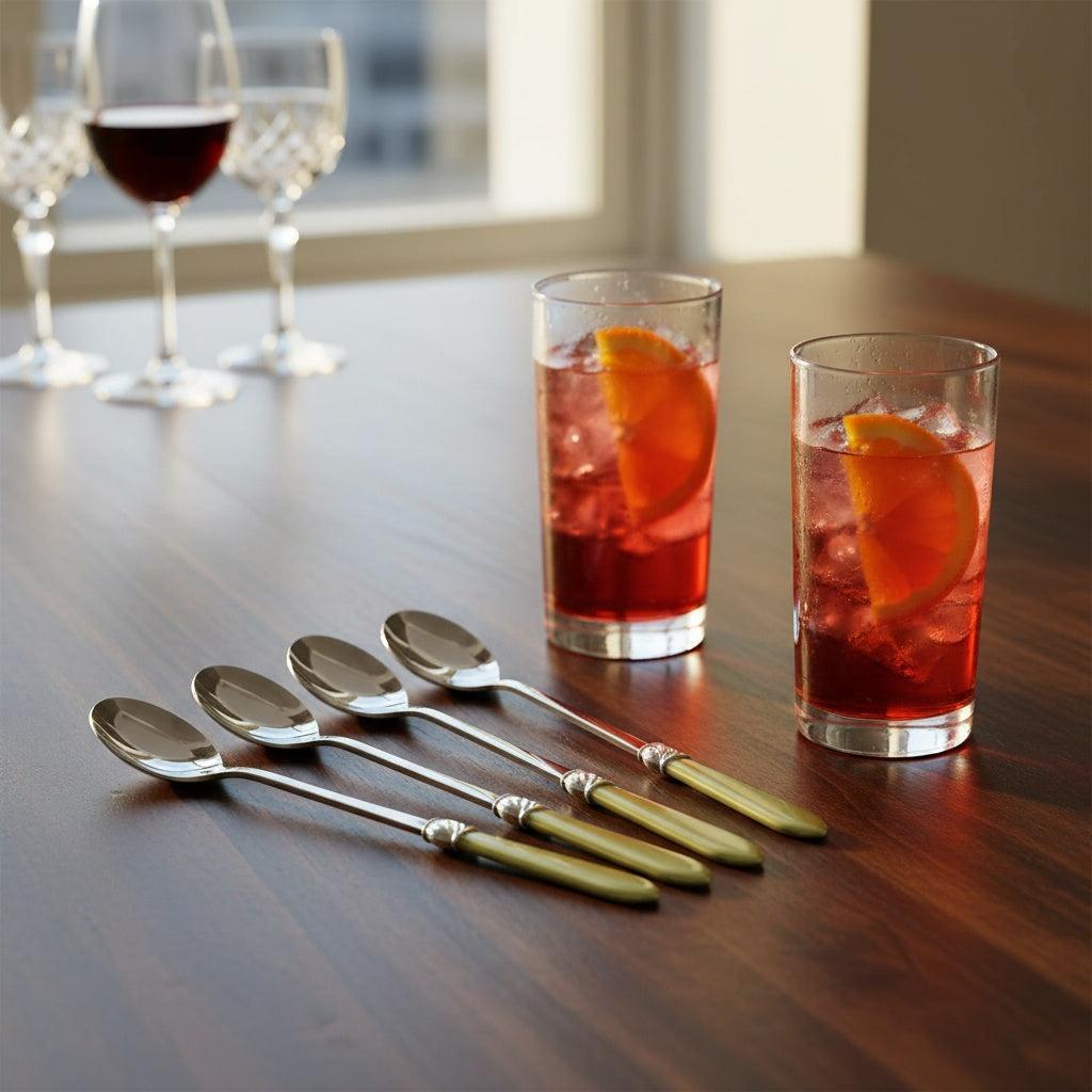 Falabella Brilliant Ice Tea / Cocktail Spoon Set - Chartreuse Green