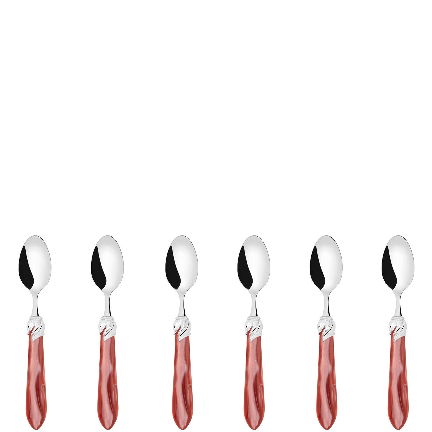 Falabella Brilliant 6 Piece Moka Spoon Set in gift box rust