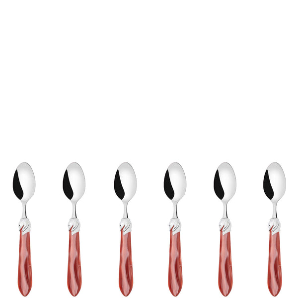 Falabella Brilliant 6 Piece Moka Spoon Set in gift box rust