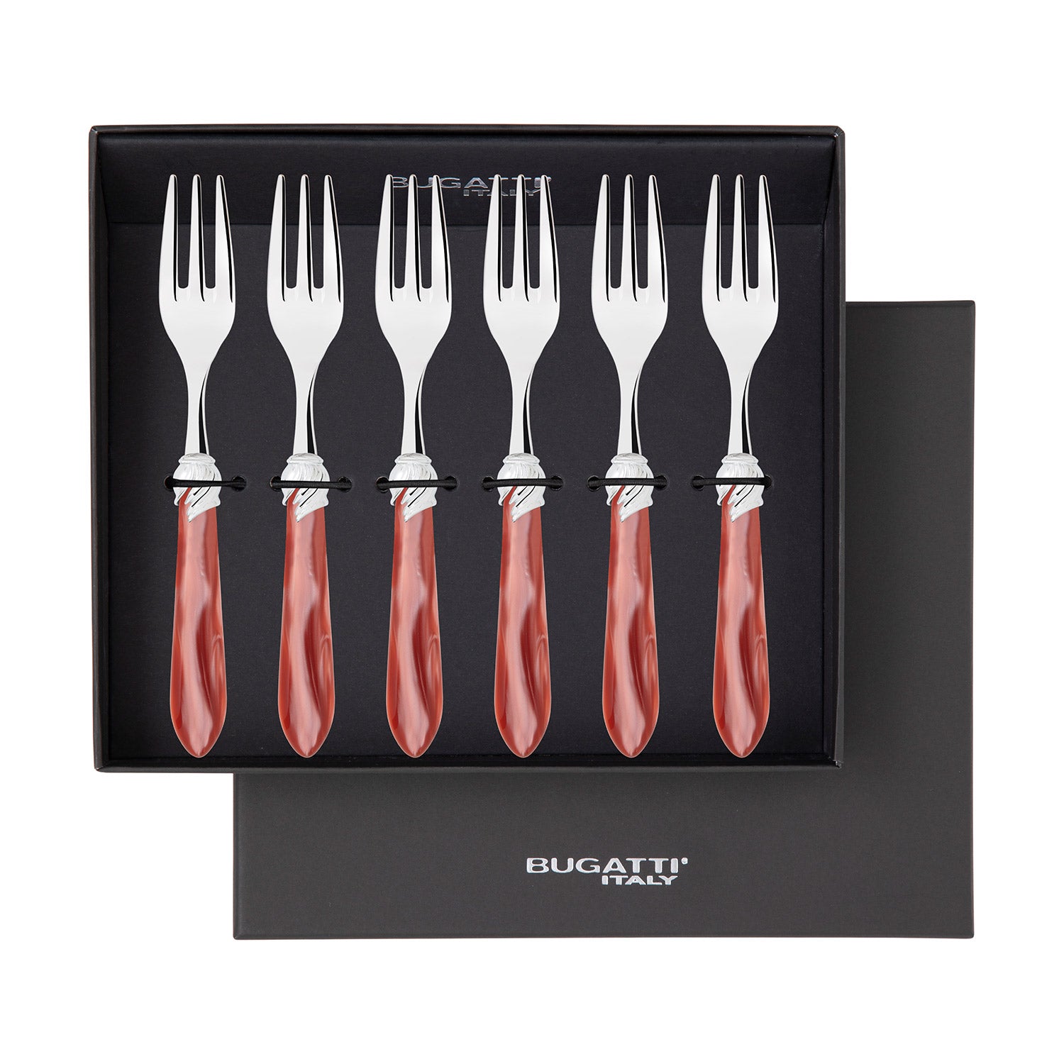 Falabella Brilliant Cocktail / Cake Fork Set in gift box - Rust