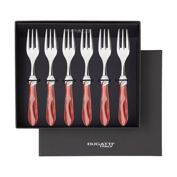 Falabella Brilliant Cocktail / Cake Fork Set in gift box - Rust