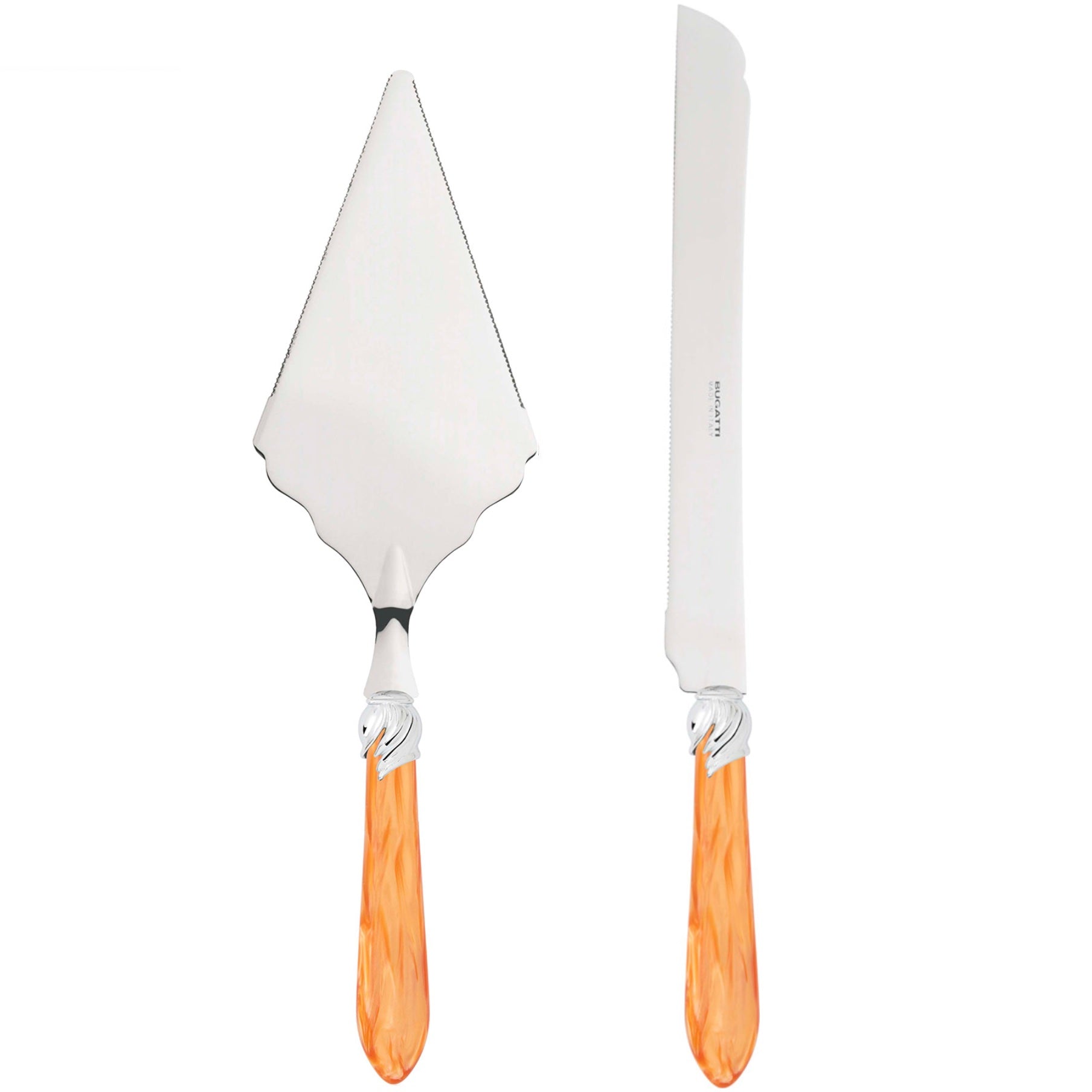 Falabella Brilliant 2 Piece Large Cake Serving Set serrated - Tangerine
