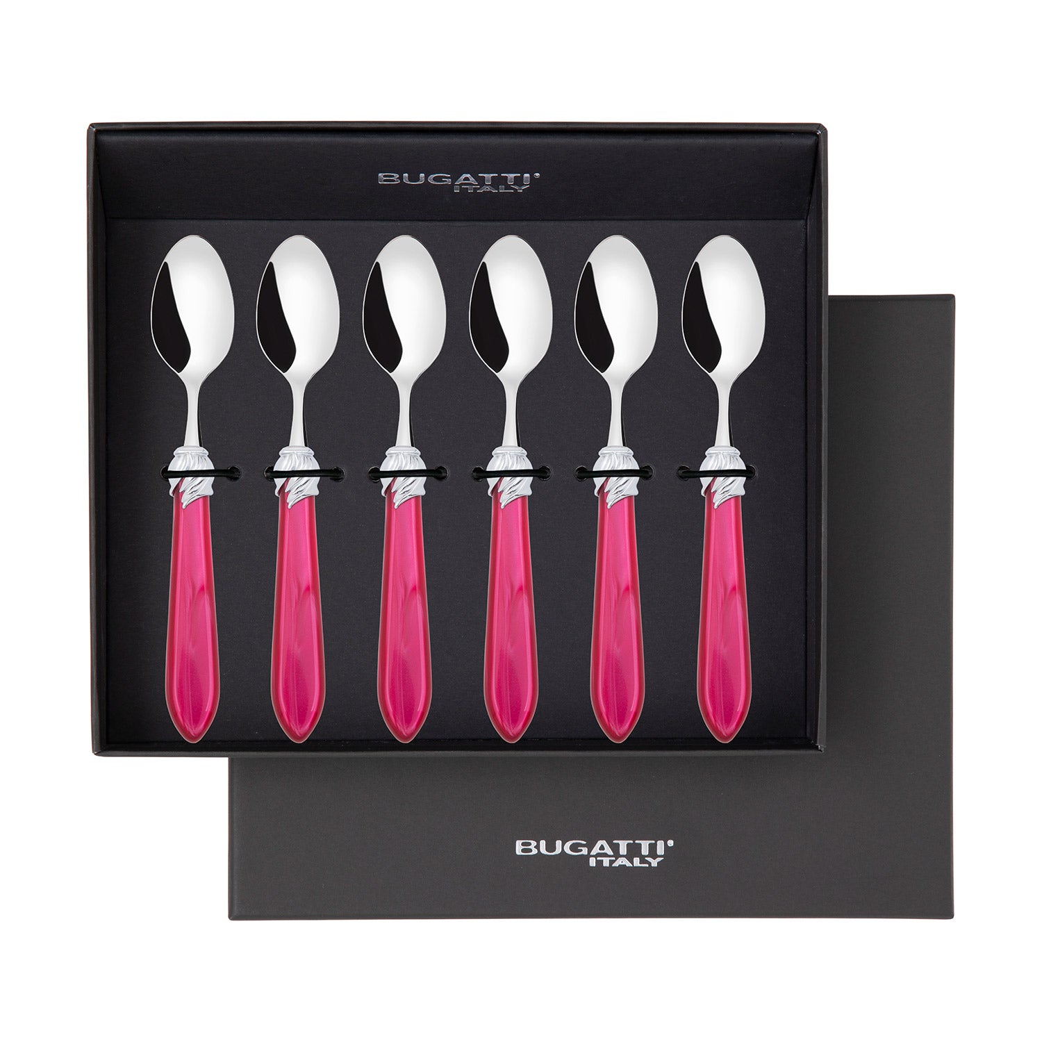 Falabella Brilliant 6 Piece Moka Spoon Set in gift box raspberry