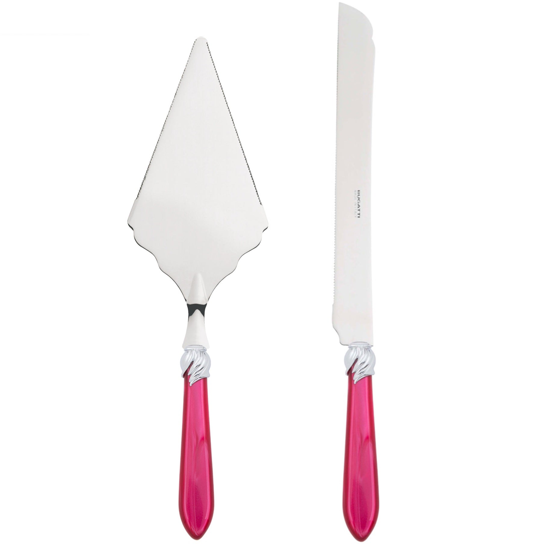 Falabella Brilliant 2 Piece Large Cake Serving Set serrated - raspberry-Casa Bugatti USA