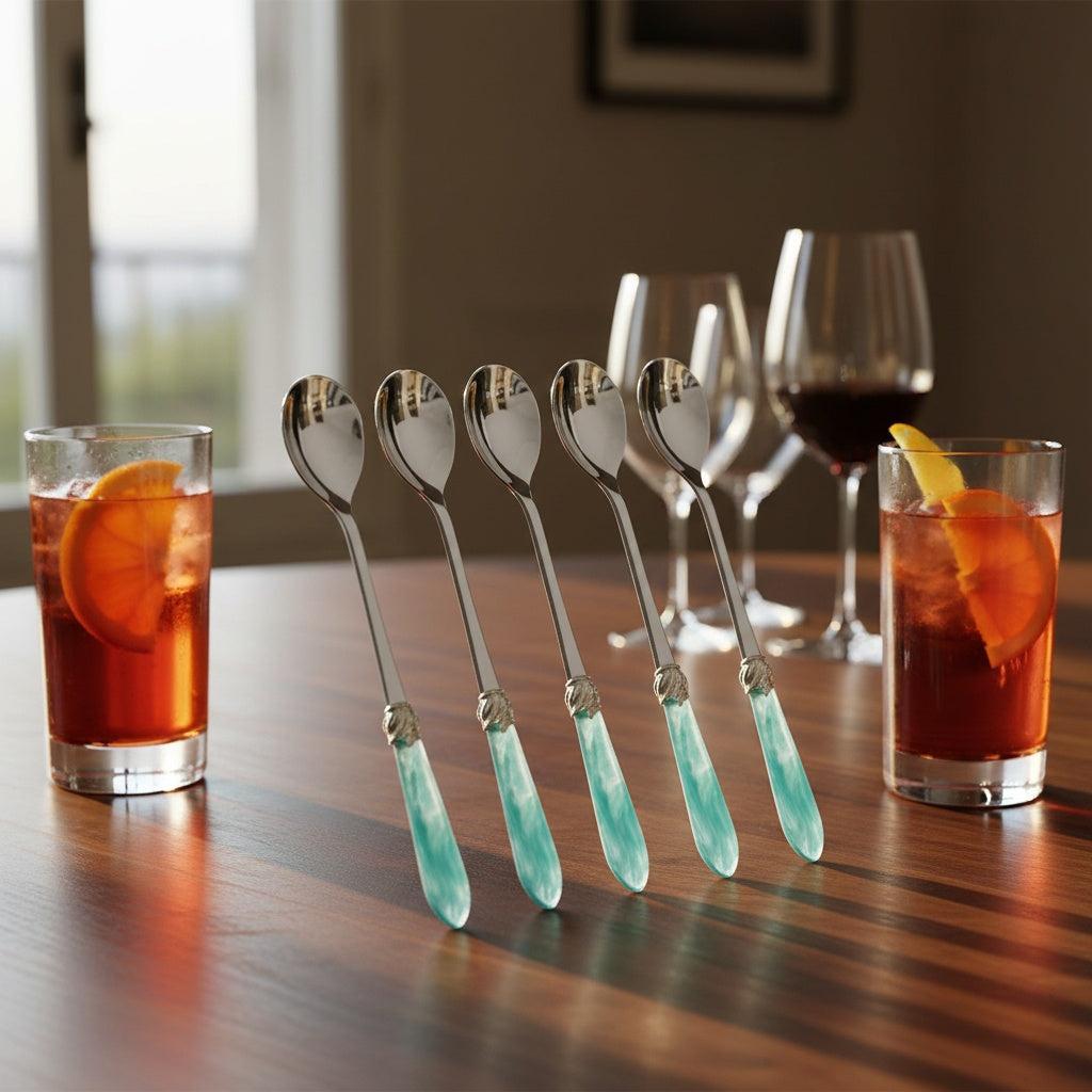 Falabella Brilliant Ice Tea / Cocktail Spoon Set - Aqua