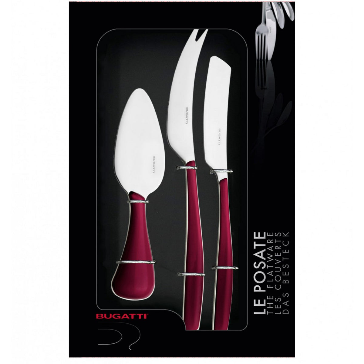 Glamour 3 Piece Cheese Set red wine
