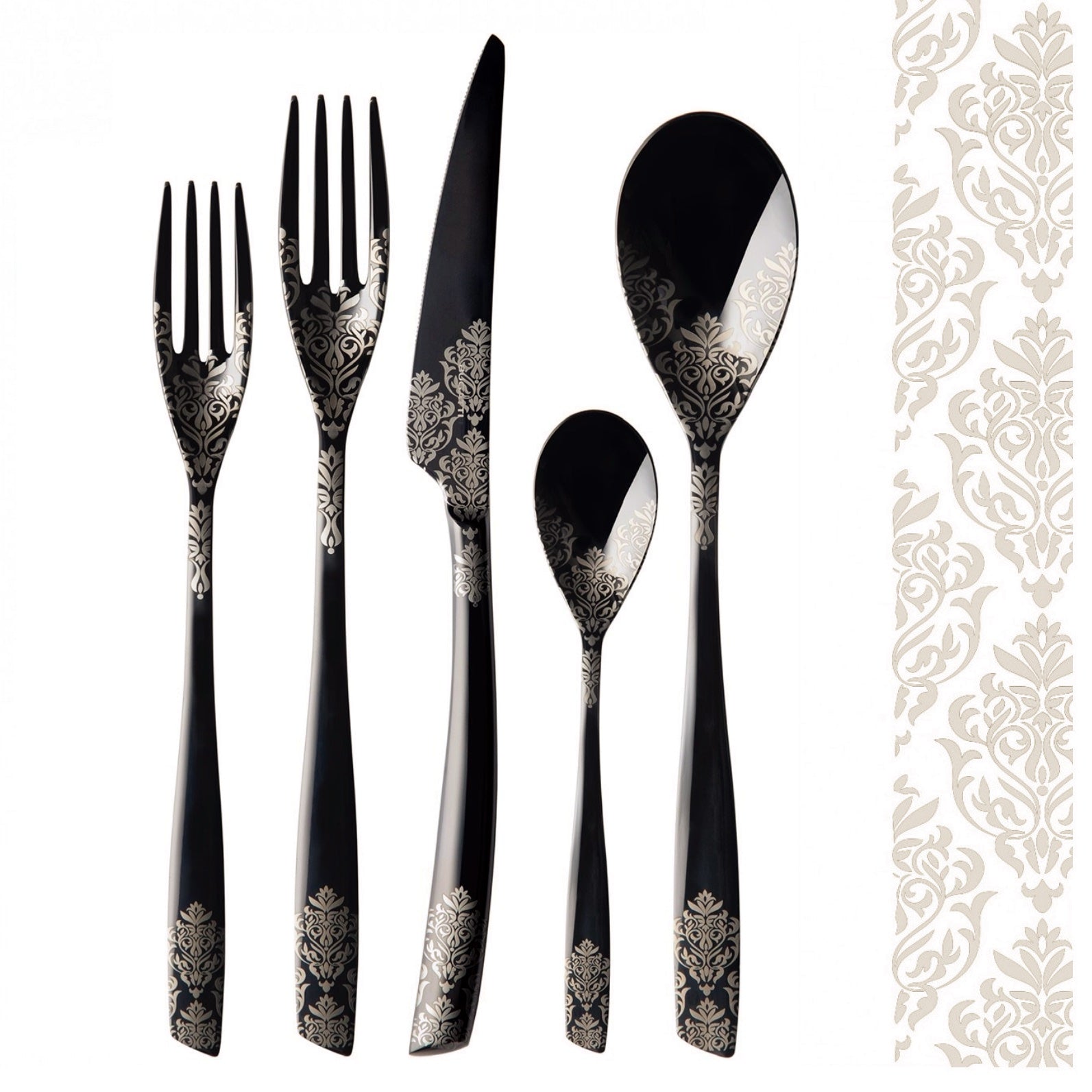Riviera Devore Black 5 Piece Place Setting