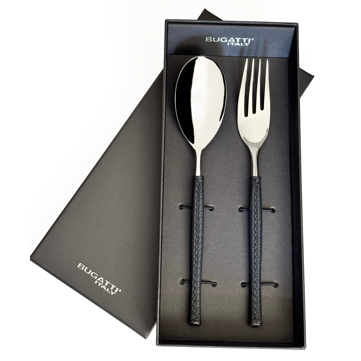 Portofino Leather 2 Piece Serving Set black in gift box