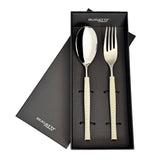 Portofino Leather 2 Piece Serving Set cream in gift box