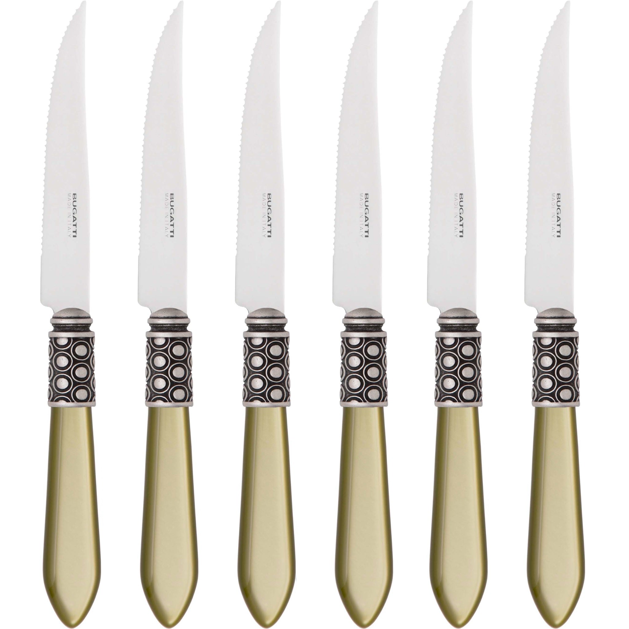 Optical Antique 6 Piece Steak knife Set - Chartreuse Green
