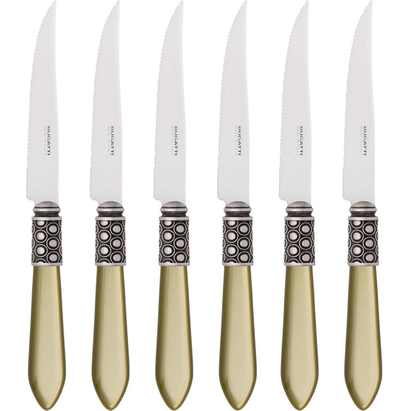 Optical Antique 6 Piece Steak knife Set - Chartreuse Green