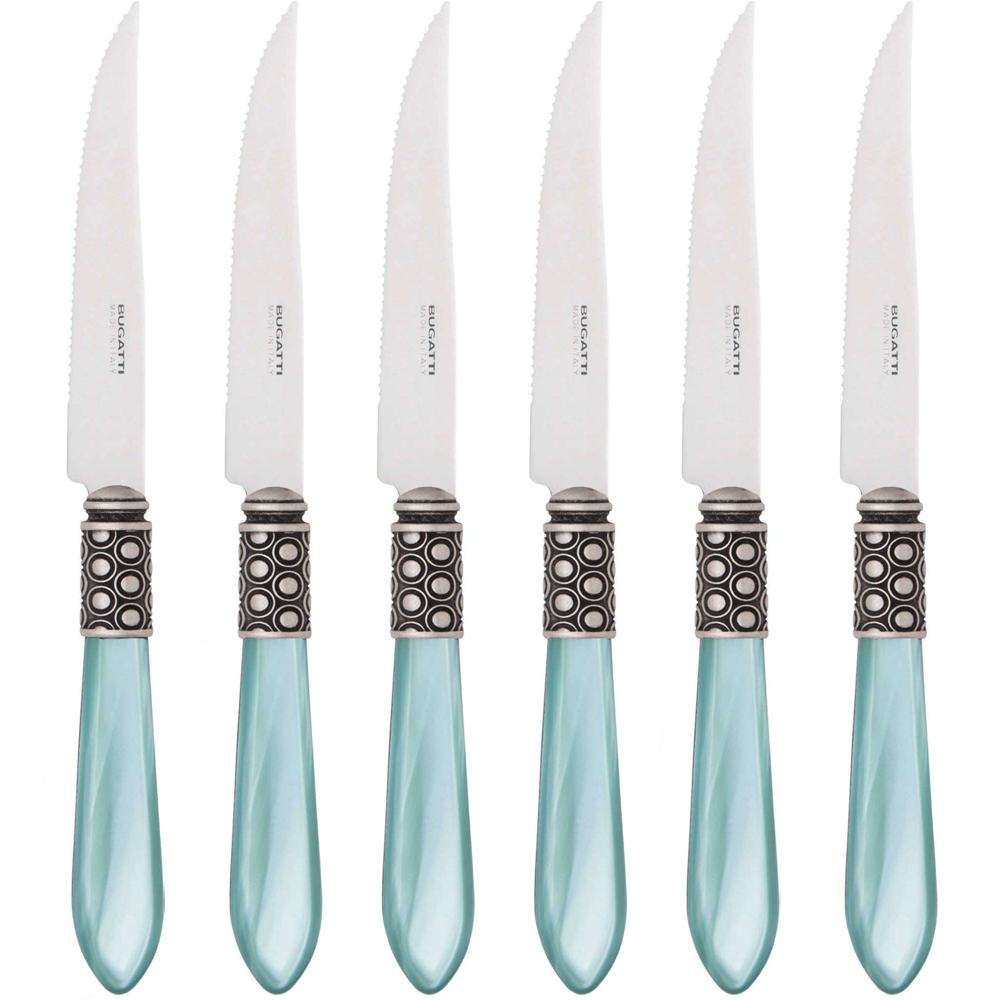Optical Antique 6 Piece Steak knife Set - Aqua