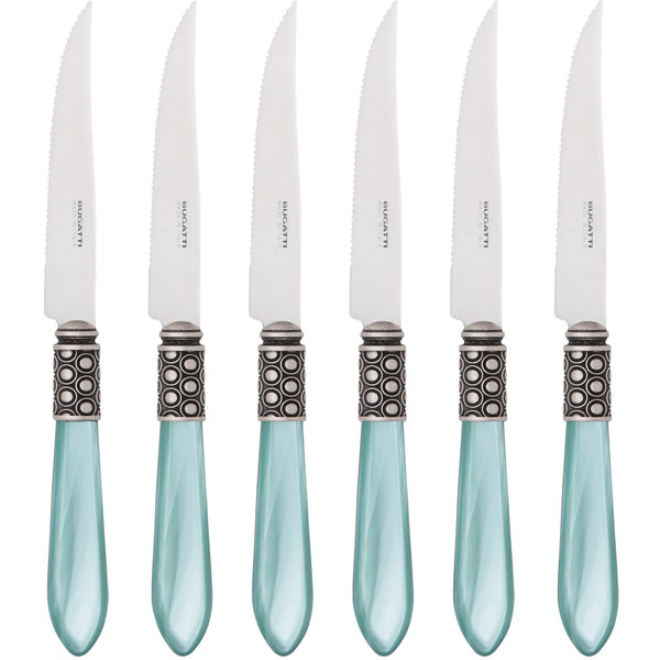 Optical Antique 6 Piece Steak knife Set - Aqua